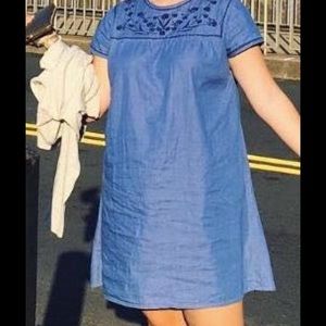 Old Navy Blue Linen Floral Dress